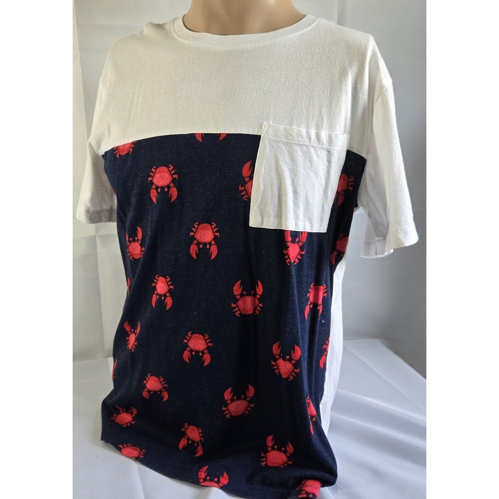 Knicker Bocker Vintage Design Men's T Shirt Medium White and Blue Red Lobsters